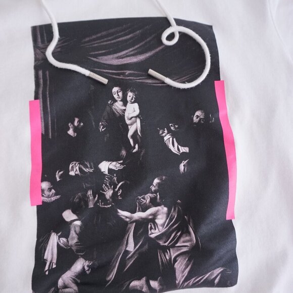 Off-White Caravaggio Hooded Cotton Streetwear Sweatshirt White Size Large - Picture 11 of 16